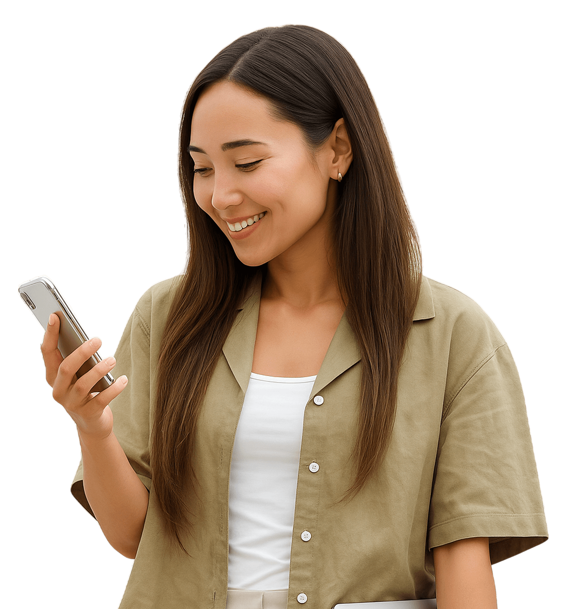 Woman looking at a smartphone with gro.now insights