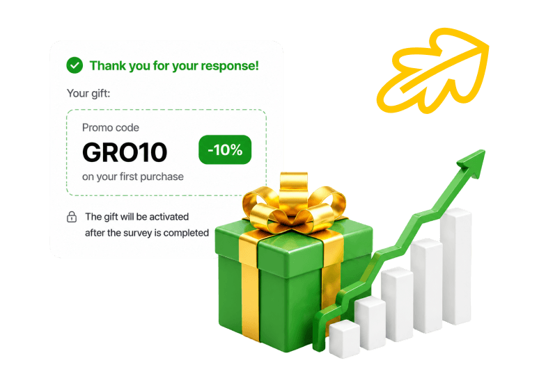 Respondent rewards in a gro.now survey